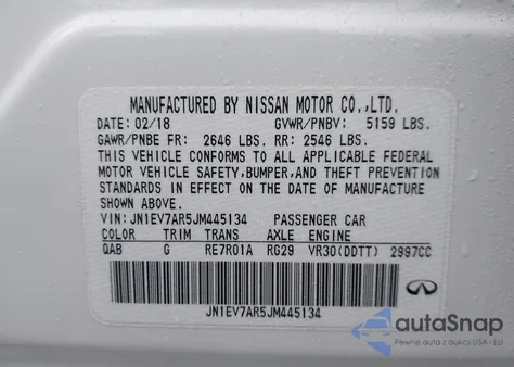 2018 Infiniti Q50 3.0T Sport from USA, damaged, VIN JN1EV7AR5JM445134